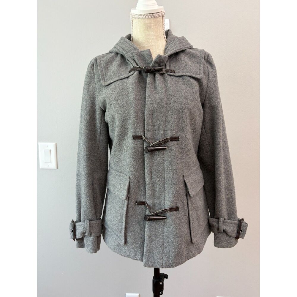 Gap Wool Blend Duffle Coat Gray Womens Small Jacket Flawed Dark Academia Preppy